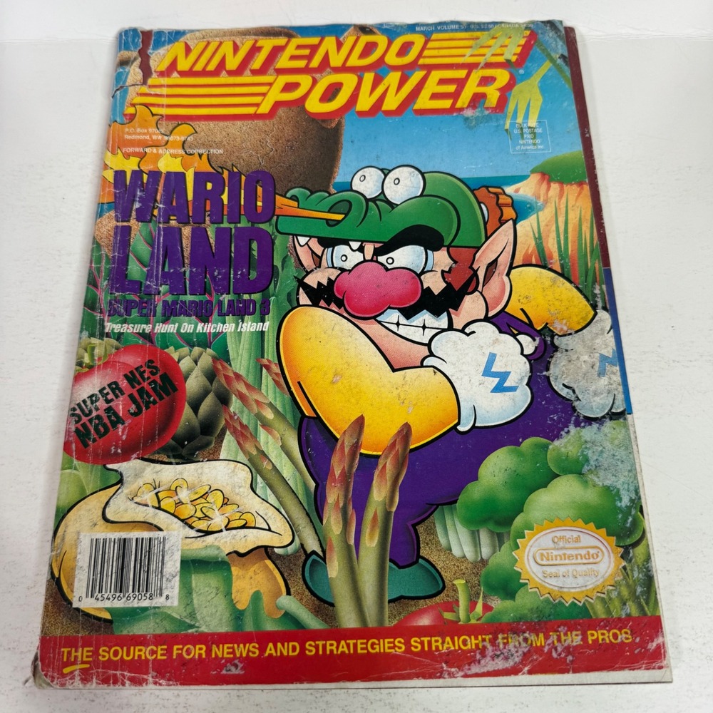 Nintendo Power Magazine Volume 58 March 1994 Wario Land Ken Griffey Jr Poster